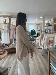 taupe lightweight oversized textured sweater