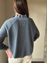 Load image into Gallery viewer, denim ribbed henley pullover
