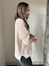 Load image into Gallery viewer, cream two-tone v-neck sweater