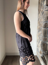 Load image into Gallery viewer, black crochet lace halter dress