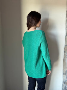 green classic cotton scoop sweater