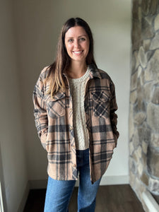 pecan + black plaid santa fe jacket