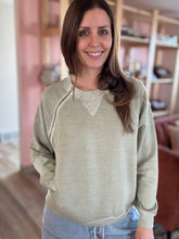 Load image into Gallery viewer, sage shoulder zip sweatshirt