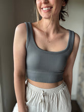 Load image into Gallery viewer, charcoal chevron seamless bralette tank
