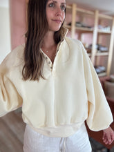 Load image into Gallery viewer, piper butter yellow snap collared sweatshirt