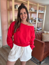 Load image into Gallery viewer, red off shoulder sweatshirt