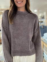 Load image into Gallery viewer, plum mineral washed mock sweater