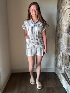 natural blue stripe romper