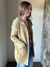 Load image into Gallery viewer, golden brown stitch detail hooded cardigan