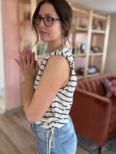 Load image into Gallery viewer, habitual ecru + black stripe luna top