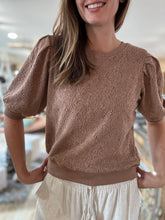 Load image into Gallery viewer, brown jacquard half sleeve sweatshirt
