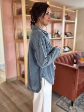 Load image into Gallery viewer, mineral washed knit denim jacket