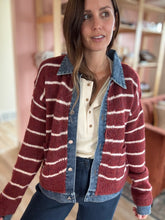 Load image into Gallery viewer, layered red stripe cardigan