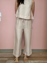 Load image into Gallery viewer, oatmeal contrast stitch flowy pants