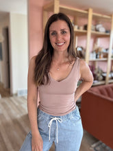 Load image into Gallery viewer, taupe v-neck double layer tank