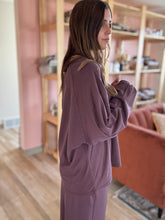 Load image into Gallery viewer, boyfriend oversized plum long sleeve tee