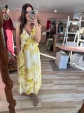 Load image into Gallery viewer, watercolor floral yellow maxi dress
