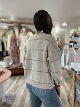 Load image into Gallery viewer, oatmeal + tan stripe button cardigan