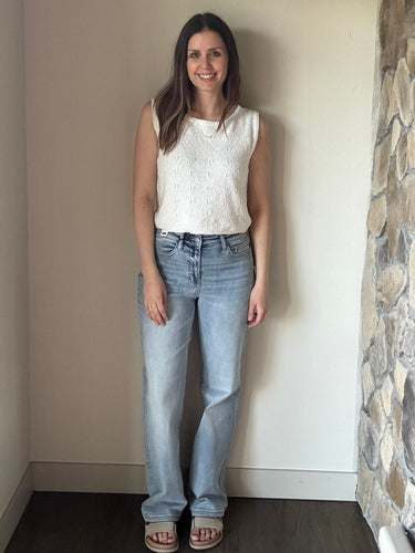 judy blue light wash straight leg jeans