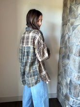 Load image into Gallery viewer, brown + black mineral washed flannel
