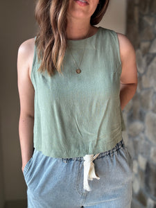 sage sugarloaf button back tank