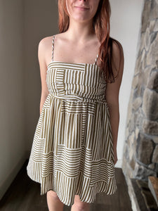 kiele olive +ivory woven striped dress