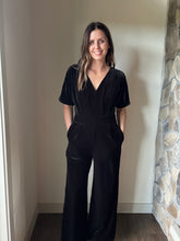 Load image into Gallery viewer, black velvet jumpsuit