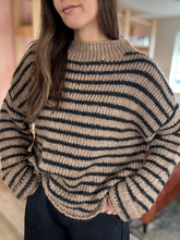 Load image into Gallery viewer, khaki + black stripe mock sweater