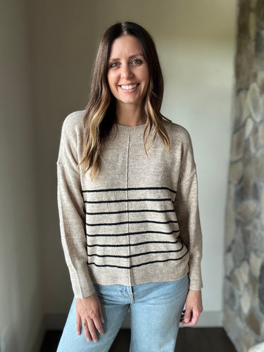 natural + black stripe sweater