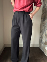 Load image into Gallery viewer, black pleated wide leg pants