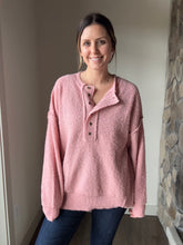 Load image into Gallery viewer, cozy blush oversized henley