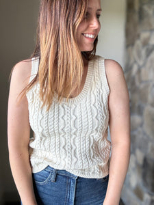 astra ivory cable sleeveless sweater