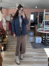 Load image into Gallery viewer, navy + red heirloom plaid quilted jacket
