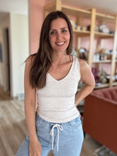 Load image into Gallery viewer, oatmeal v-neck double layer tank