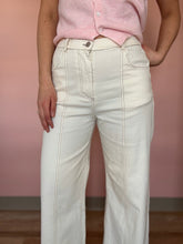 Load image into Gallery viewer, ecru wide leg pants with contrast stitching | S-3XL