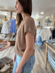 coffee short sleeve lightweight sweater