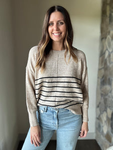 natural + black stripe sweater