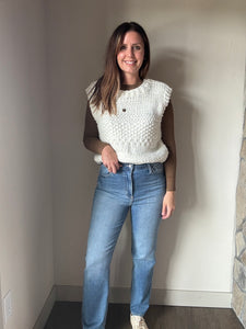 isla ivory chunky knit vest