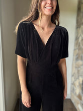 Load image into Gallery viewer, black velvet jumpsuit
