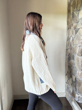 Load image into Gallery viewer, chunky knit cardigan with denim layer