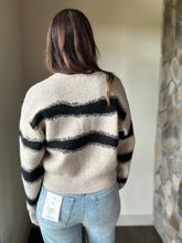 Load image into Gallery viewer, stone + black stripe button cardigan