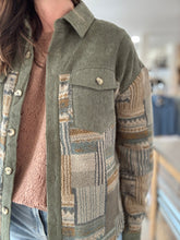 Load image into Gallery viewer, olive corduroy mix print jacket