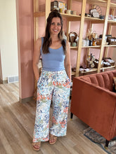 Load image into Gallery viewer, blue, green + orange floral wide leg pant