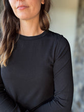 Load image into Gallery viewer, black soft ribbed long sleeve top