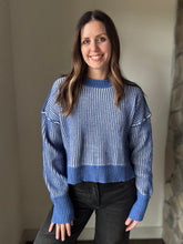 Load image into Gallery viewer, royal blue two-tone ribbed sweater