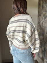 Load image into Gallery viewer, cream + stone stripe loose fit sweater