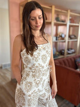 Load image into Gallery viewer, olive mosaic wide leg jumpsuit