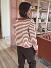 Load image into Gallery viewer, terracotta rose stripe button cardigan