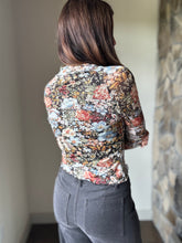 Load image into Gallery viewer, fall floral black mesh long sleeve top