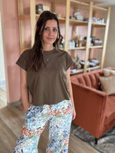 Load image into Gallery viewer, blue, green + orange floral wide leg pant